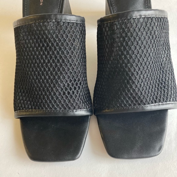 14TH & Union Black Fabric Leather Square Toe Heel Sandals size 8.5 - Picture 13 of 15